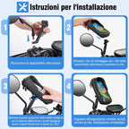 WACCET Handyhalterung Motorrad Wasserdicht, Motor Halterung 360° Drehbarer Handyhalter für Motorrad Spiegel mit Sonnenblende Touch ID Roller Handyhalterung für Smartphone is zu 7,2" (Schwarz)