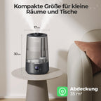 Homvana Luftbefeuchter Schlafzimmer Top-Fill, 3.6L 360°Cool Mist 34H Dauerhaft, Ruhig 16dB (SilentSpary Tech) Klein, Luftbefeuchter Pflanzen, Growtent, Pflanzenbefeuchter, Humidifier Plants (Schwarz)
