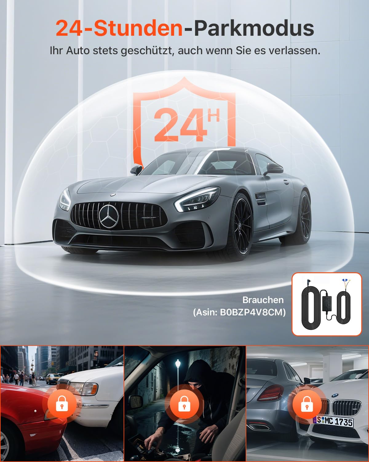Bestsee 2.5K Dashcam Auto Vorne Hinten und Innen, 2,35" IPS-Bildschirm Dashcam Auto, mit 64GB SD-Karte, 24H Parküberwachung, WDR Nachtsicht, G-Sensor, Loop-Aufnahme, Sichtwinkel（170°+150°+150°）