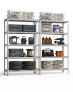 SONGMICS 2 Stück 5 Ebenen Lagerregal Bolzenlose Montage 750 kg Tragkraft 60 x 120 x 200 cm Silber GLR060E02