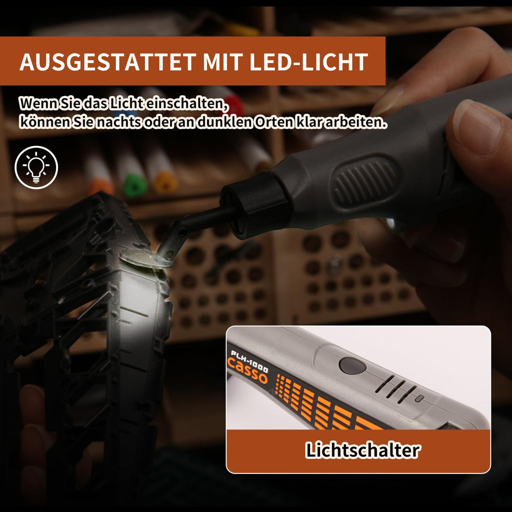 Bucasso Schnurloser Stiftschleifer, variable Geschwindigkeit, Mehrzweck-Elektrowerkzeug zum Schleifen, Polieren, Finishing, DIY-Handwerk (GRAU)