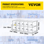 VEVOR Handy-Aufbewahrungsspind, 10 Fächer aus Acrylmaterial mit Türschlössern und Schlüsseln, Wandschrank, Taschenbüro, Klassenzimmer, Fitnessstudio, Box, Transparent