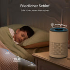 DAYETTE Tragbarer Luftreiniger für Allergiker mit Duftschwamm und blauem Nachtlicht, Timer, Ruhemodus (20 dB), HEPA-Luftfilter gegen Schimmel, Staub, Pollen, Gerüche, Tierhaare