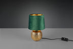 Reality Leuchten Tischleuchte Sophia R50821015, Keramik goldfarbig, Samtschirm gürn oder goldfarbig, exkl. 1x E14, 16 cm