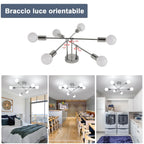 Comely Vintage Deckenlampe Industriell, 6 Flammig E27 Retro Wohnzimmerlampe Modern Chrom, Deckenleuchte Metall Design für Küche Wohnzimmer Schlafzimmer