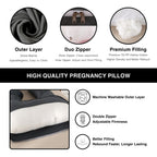ALLOPERA Pregnancy Pillow, Full Body 57 Inch Maternity Pillow with Removable Washable Cover - Sleep Support for Legs, Back, Neck, Shoulder, HIPS, Belly for Pregnent Women, Velvet Cover (Black)