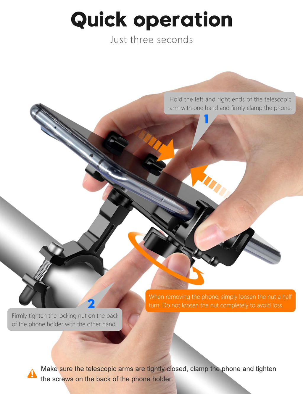 Tiakia Fahrrad Handyhalterung Aluminiumlegierung Motorrad Scooter Fahrrad Universal Handy Halterung Schnellspanner Outdoor Lenker Handy Halter Mit 360° Drehbarer Für 4,5-7,0 Zoll Smartphone