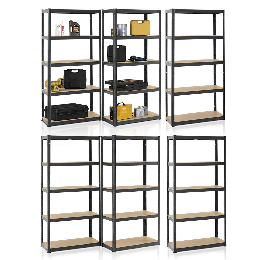 Juskys 6er-Set Lagerregal Basic 6X 180x90x40cm (HxBxT) - 5250 kg - 30 Böden - Schwerlastregal Steckregal Metall Kellerregal Regalsystem Regal - Grau