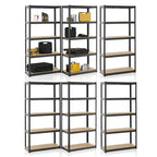 Juskys 6er-Set Lagerregal Basic 6X 180x90x40cm (HxBxT) - 5250 kg - 30 Böden - Schwerlastregal Steckregal Metall Kellerregal Regalsystem Regal - Grau