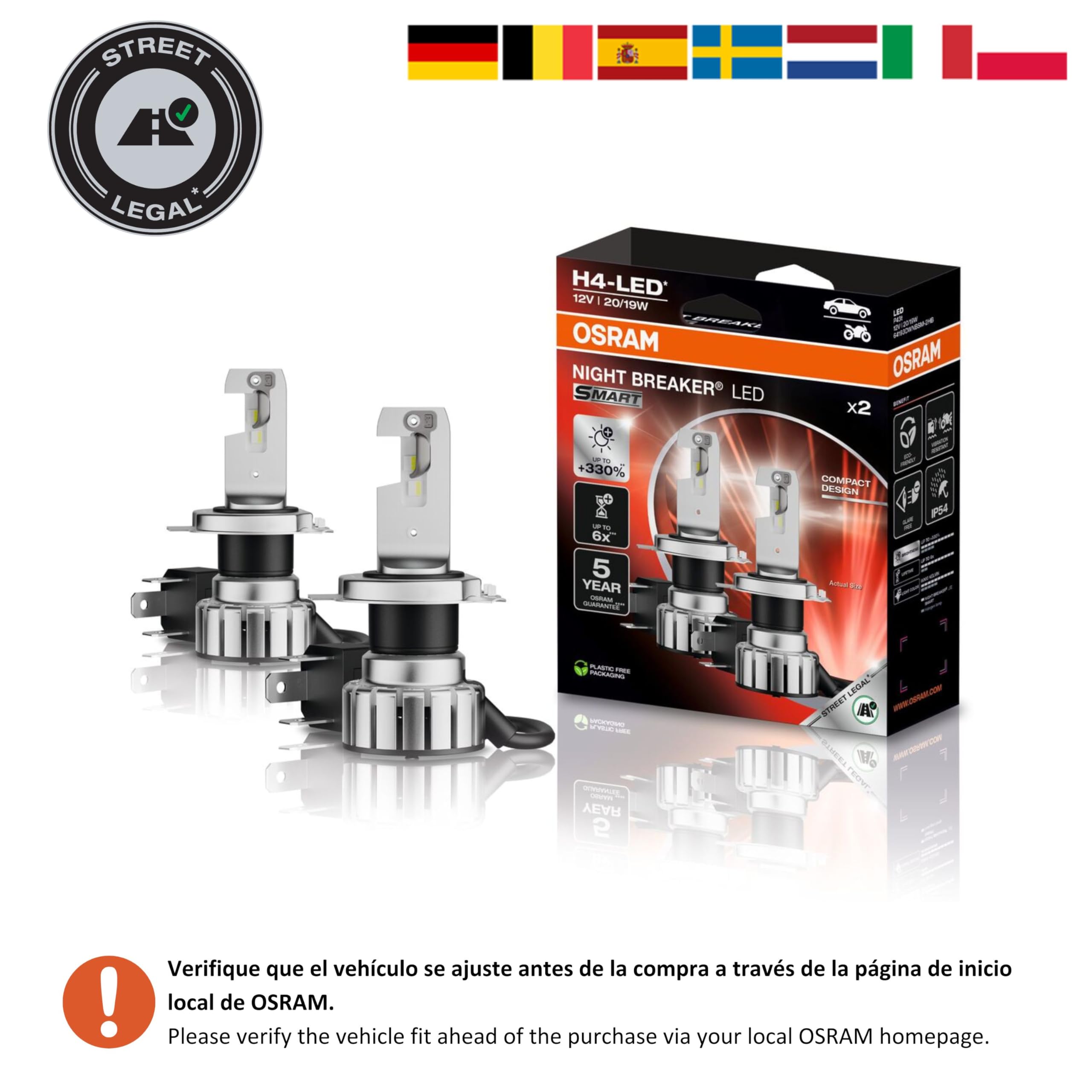 Osram Night Breaker LED Smart H4 PKW Straßenzugelassenheitskonforme Nachrüstlösung