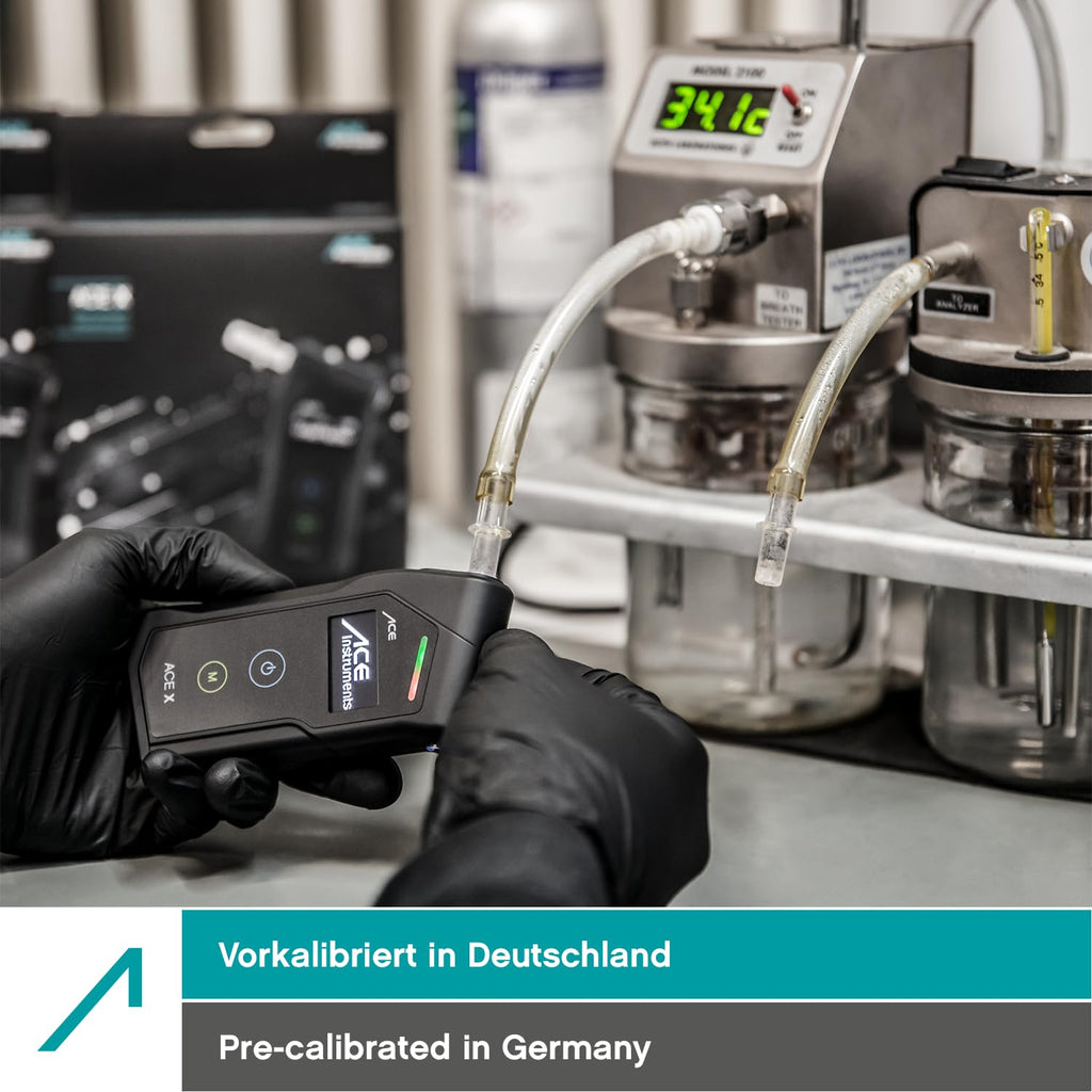 ACE X Alkoholtester - Alkotester mit 99,1% Genauigkeit laut TU Wien - elektrochemisch & polizeigenau - Profi-Alkoholmessgerät