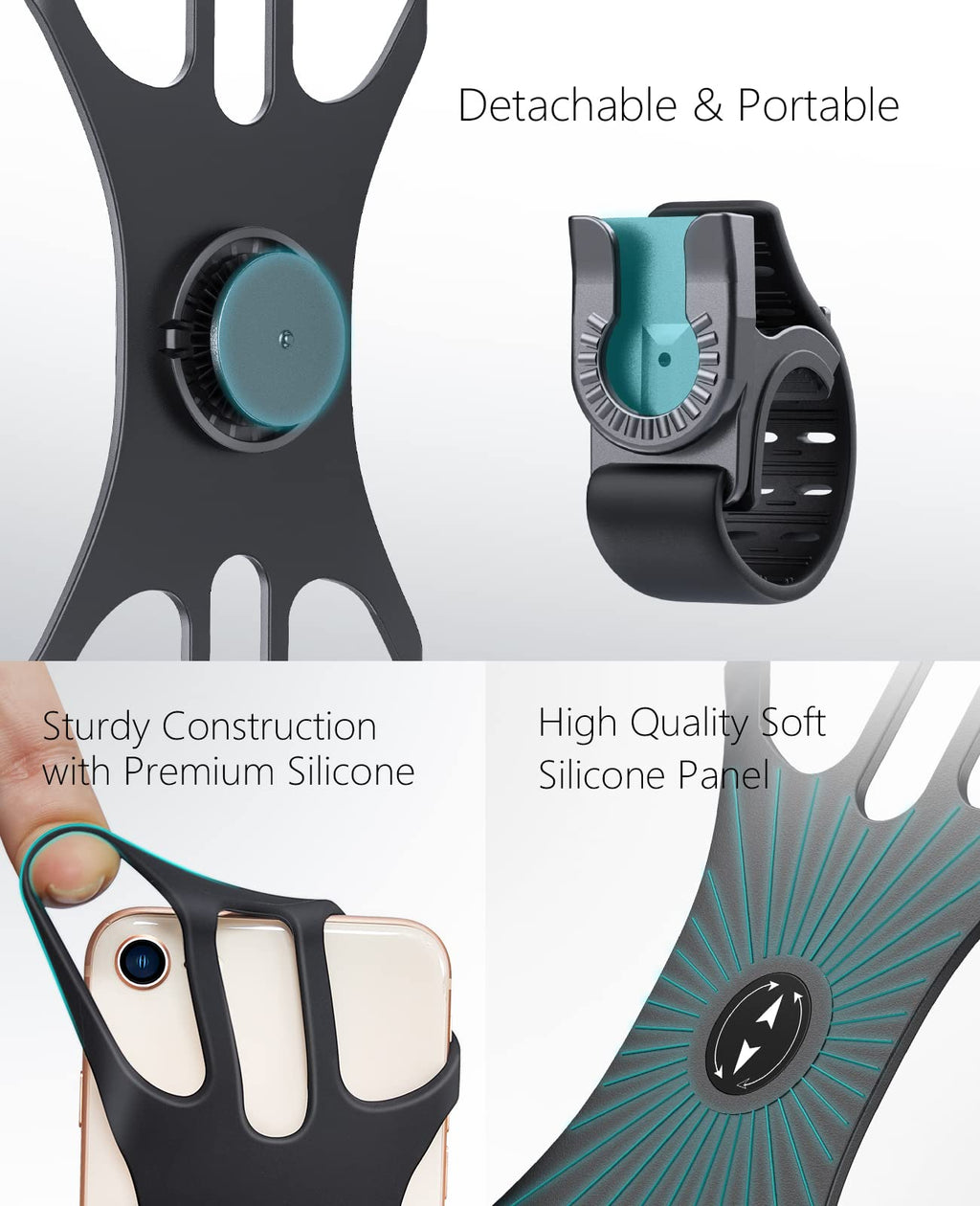 Acrhkoor Handyhalterung Fahrrad, Abnehmbar 360° Verstellbare Fahrrad Handyhalterung, Universal Motorrad Handyhalter für iPhone 13 12 Pro Max Mini, Samsung, Huawei, 4,0''-7,0'' Smartphone