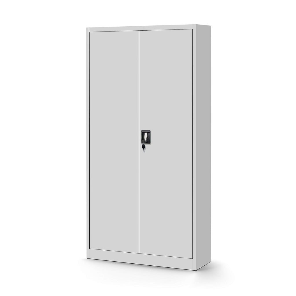 Jan Nowak Aktenschrank mit Geheimfach C001D Metallschrank Büroschrank Stahlblech Pulverbeschichtung Werkzeugschrank Büroschrank 185 cm x 90 cm x 45 cm grau/grau