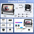 CAMECHO RV Rückfahrkamera Kit mit 8-Zoll-LCD-Monitor+ AHD 1080P Rückfahrkamera*2 mit Nachtsicht IP69 Wasserdicht für LKW/Anhänger/Bus/Van/Landwirtschaft mit 5m + 15m Kabel
