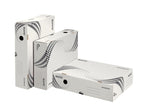 Leitz easyboxx Archiv-Klappschachtel, 80 mm Rückenbreite, Aktenkarton A4, Boxen zur Aufbewahrung mit Deckel an der Oberseite, Lagerbox mit geometrischem Design, 25 Stück, Weiß/Grau, 61340000