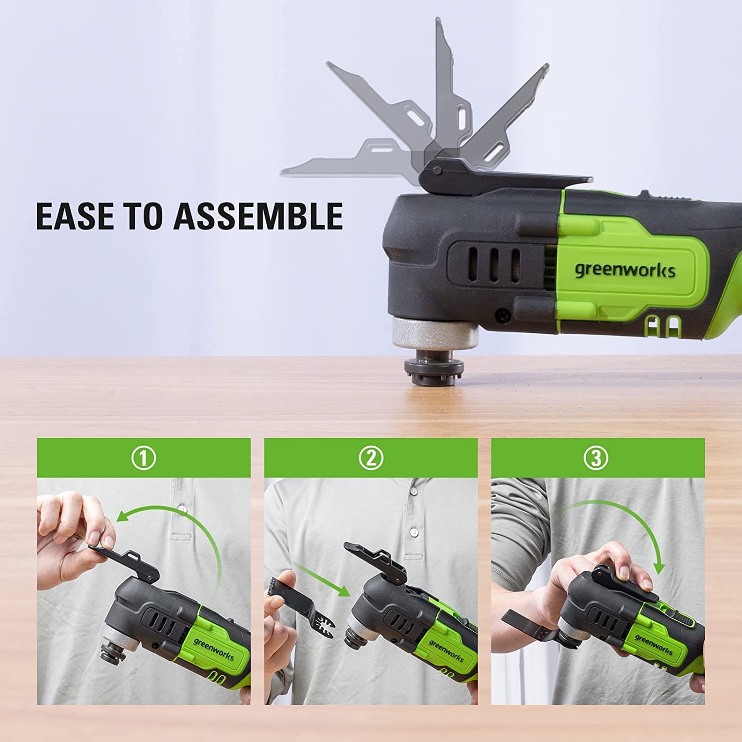 Greenworks 24V Multifunktionswerkzeug 18000 Schwingungen pro Minute 3° Oszillationsbogen variable Geschwindigkeit Exklusiv bei Amazon mit 2Ah Akku