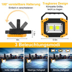 30W LED Akku Strahler Baustrahler Wiederaufladbare Superhell 2000 Lumen Arbeitsleuchte Wasserdichtes COB Arbeitsleuchte USB Campinglampe für Garage Outdoor Camping Angeln Notfall Baustellen, 2 Stück