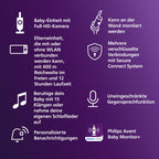 Philips AVENT Philips Connected Videophone mit WLAN, hochwertiger HD-Kamera, Infrarot-Nachtsichtfunktion, Schrei-Erkennung, Gegensprechfunktion, DEKRA Zertifiziert privat und sicher, SCD951/26