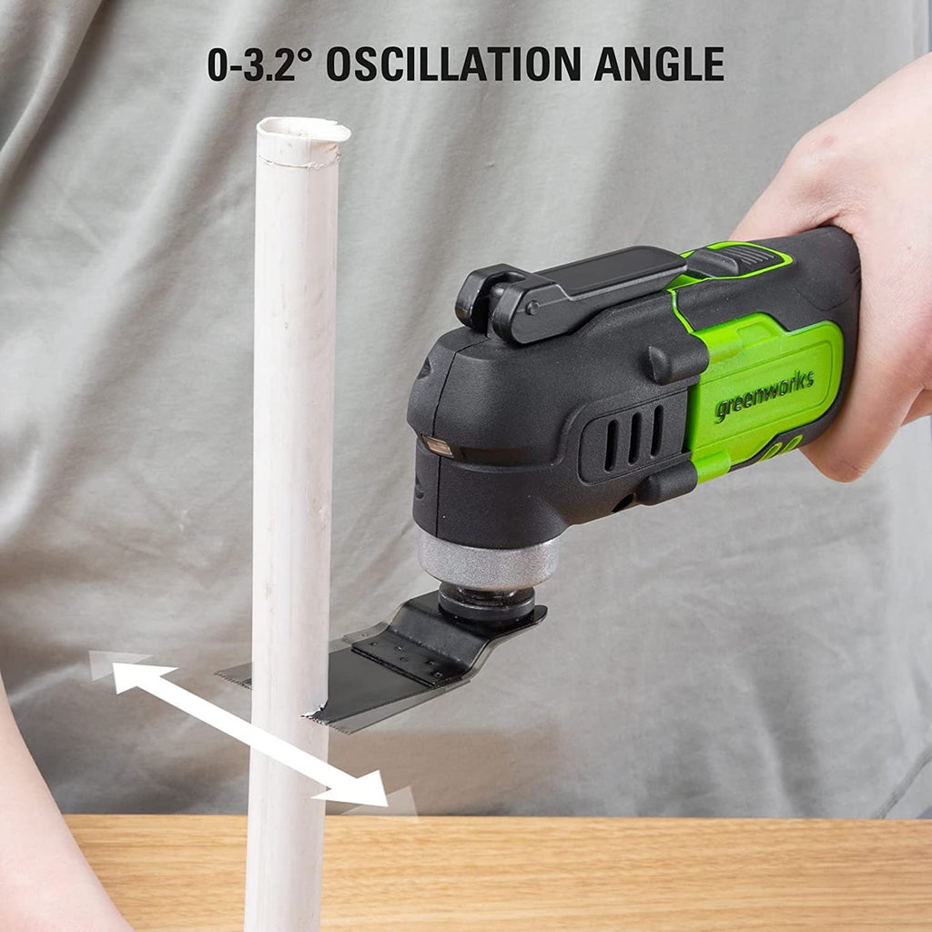 Greenworks 24V Multifunktionswerkzeug 18000 Schwingungen pro Minute 3° Oszillationsbogen variable Geschwindigkeit Exklusiv bei Amazon mit 2Ah Akku