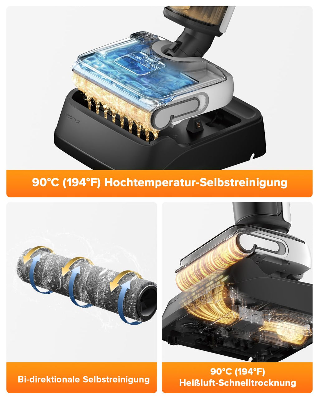 roborock F25 LT Nass Trockensauger, 180° Lay-Flat Saugwischer, 20.000 Pa Staubsauger, 90°C 5 Min Hochtemperatur Selbstreinigung & und schnelle Heißlufttrocknung, 60 Min Laufzeit, Wischsauger Kabellos