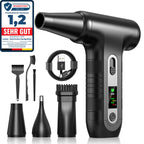 Elektrische Staubgebläse mit HD-Display - Electric Air Duster 200000 RPM mit LED-Licht, Mini-Gebläse mit Akku, Druckluftspray PC Reinigung, Luftgebläse für Tastatur, Haus, Outdoor, Auto, W06, Schwarz