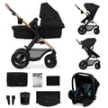 Kinderkraft MOOV2 AIR Kinderwagen 3 in 1 Kinderwagenset bis 22 kg mit Kindersitz I-SIZE 40-75 cm, Buggy Funktion, Liegeposition verstellbar, Große ausziehbare Verdeck, Aufblasbare Räder, Schwarz