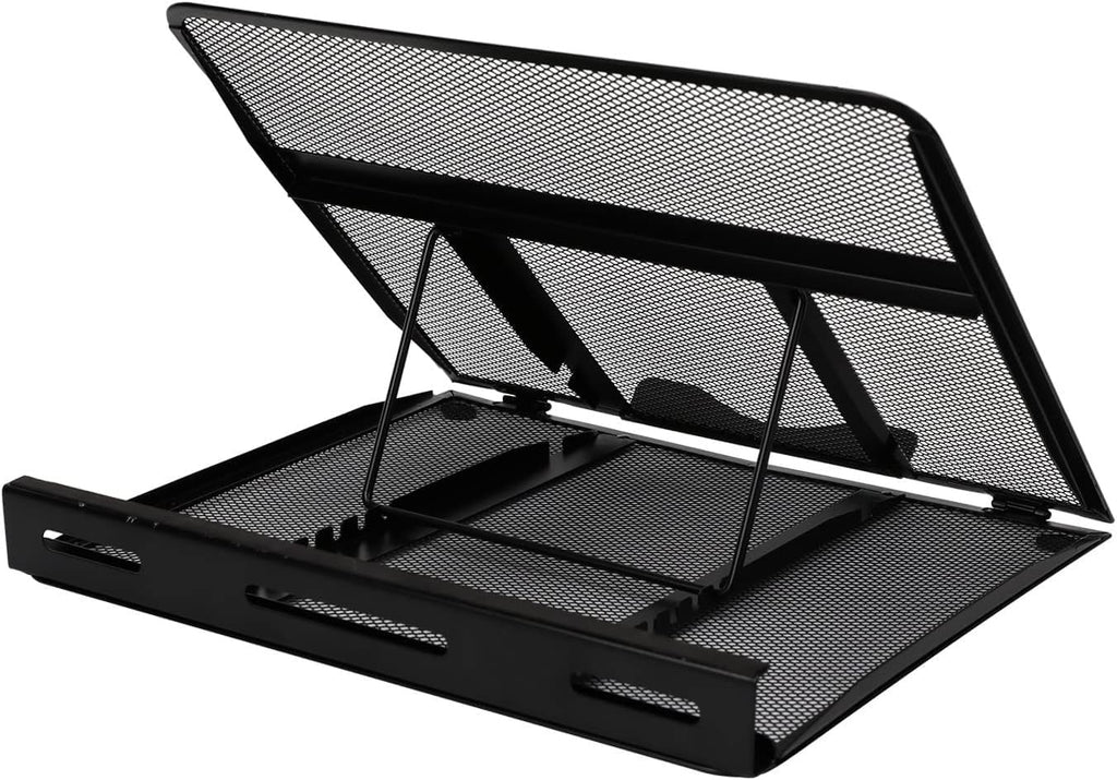 Amazon Basics Belüfteter, verstellbarer, ergonomischer Laptopständer, passend für ein Notebook bis 43,9 cm (17,3 Zoll), 33 x 28.7 x 18.5 cm, Schwarz