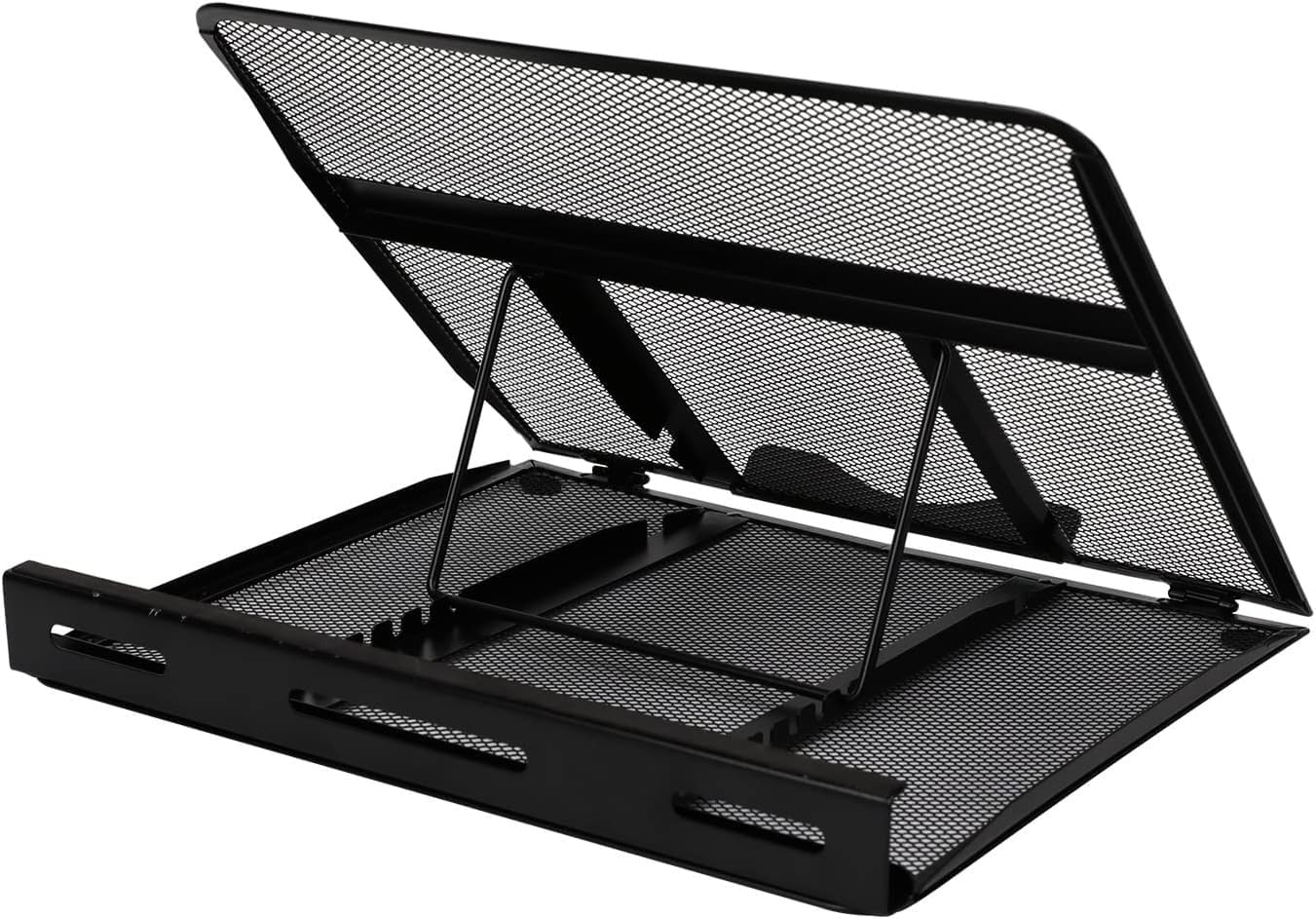 Amazon Basics Belüfteter, verstellbarer, ergonomischer Laptopständer, passend für ein Notebook bis 43,9 cm (17,3 Zoll), 33 x 28.7 x 18.5 cm, Schwarz
