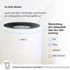Bosch Air 6000i App-gesteuerter Luftreiniger - Für Räume bis zu 125 m² - Entfernt Schadstoffe - Mit 4-in-1 Luftfilter, Smart Sensor, Automatikmods, Ruhemodus (< 25 dB(A)) - CADR: 600 m³/h