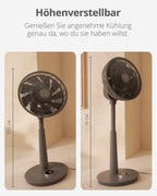 Duux Whisper 2 Standventilator Leise - Sparsamer DC-Motor mit 26 Geschwindigkeiten - Ventilator Höhenverstellbar (73-95cm) - Horizontale + Vertikale Oszillation - Grau