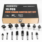 BAIDETS Pro 15tlg. Fräser Set für Holz - Hartmetall Fräsersatz, Zubehör Oberfräsen mit 8mm Schaft, in Robuster Holzbox.