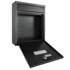 TÄGA 2218 Design Metall Briefkasten schwarz I DIN A4 Einwurfformat I mit Namensschild, Sichtfenster I abschließbar, inkl. 2 Schlüssel