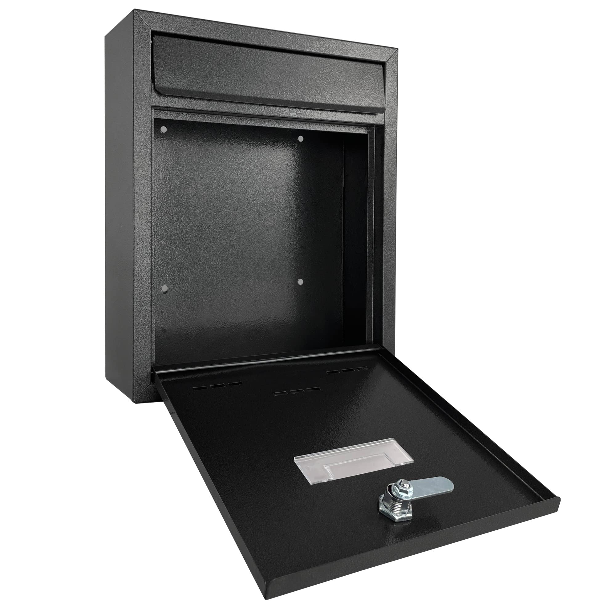 TÄGA 2218 Design Metall Briefkasten schwarz I DIN A4 Einwurfformat I mit Namensschild, Sichtfenster I abschließbar, inkl. 2 Schlüssel