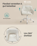 SONGMICS Homeoffice Stuhl, Drehstuhl, Schreibtischstuhl, höhenverstellbar, bis 110 kg belastbar, atmungsaktiver Sherpa-Stoff und PU, für Arbeitszimmer, Schlafzimmer, cappuccinobeige OBG019W01