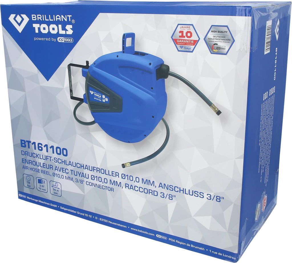 BRILLIANT TOOLS BT161100 DL-Schlauchaufroller Ø10mm, Anschluß 3/8", PVC [Powered by KS TOOLS]
