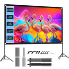 VISULAPEX 100” Beamer Leinwand mit Stativ, 16:9 4K HD Projektor Leinwand Tragbar, Faltbare leinwand Beamer mit Tragetasch für Heimkino Gartenkino Theater Nächte