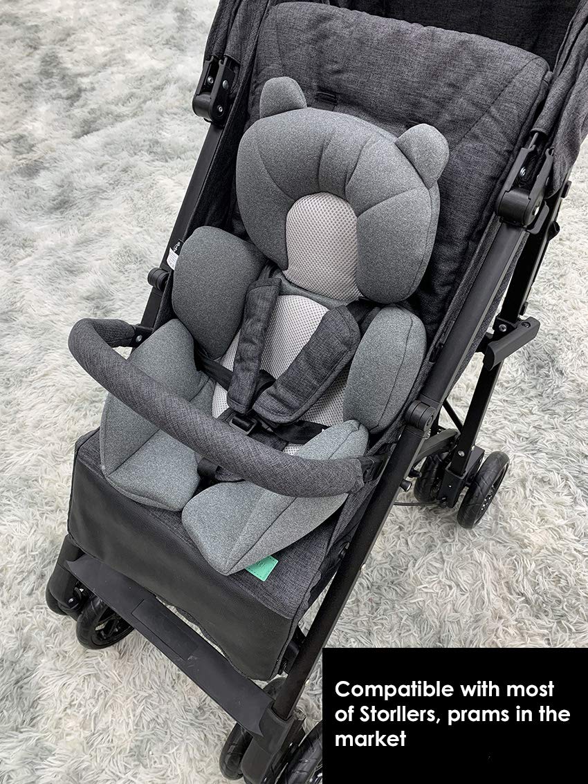 storchenbeck Babyautositz Kissen Autositz-Einsatz Sitzauflagen Universal für Kinderwagen Autositz Hochstuh (Grau)