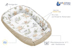 Medi Partners Babynest Nestchen für Neugeborene - 100x60x15 Babynestchen Baby zweiseitg Nest Bett 100% Baumwolle Waffel Kuschelnest tragbar (‎Safari mit beige Waffel)