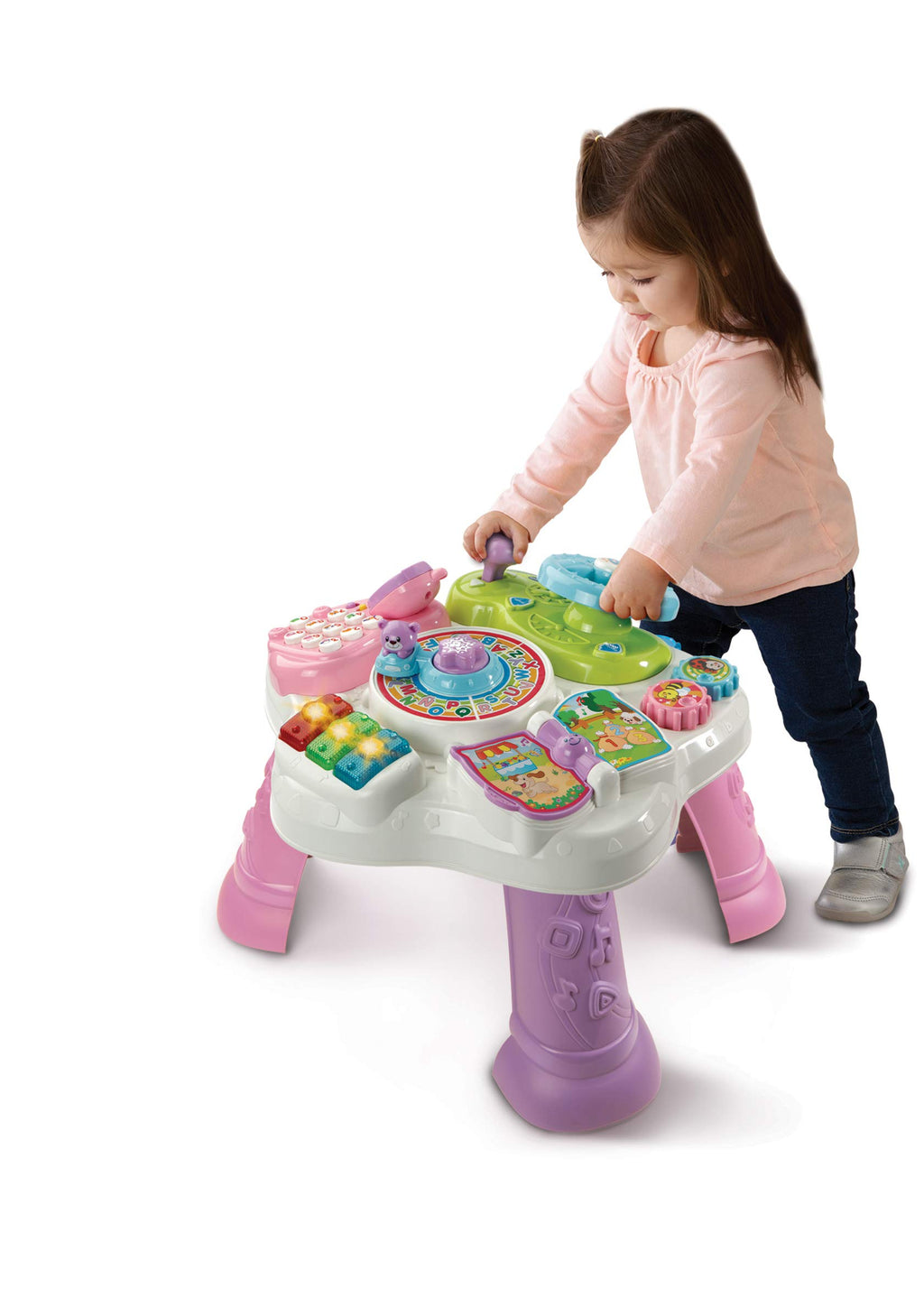Vtech Baby Abenteuer Spieltisch pink – Bunter Babyspieltisch mit 6 Spielfeldern und interaktiven Elementen – Farben, Zahlen, Tiere, Musik und Formen spielerisch Lernen – Für Kinder von 12-36 Monaten