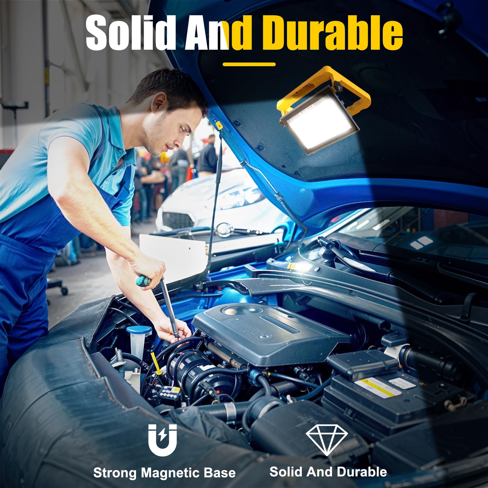 LED Baustrahler, T-SUN 60W 6000K Arbeitsleuchte mit 3 Modi, LED Arbeitsleuchte mit Stecker, IP66 Wasserdicht Baustrahler LED mit 4M Kabel, Tragbar Baustellenlampe für Werkstatt oder Baustelle,Garage