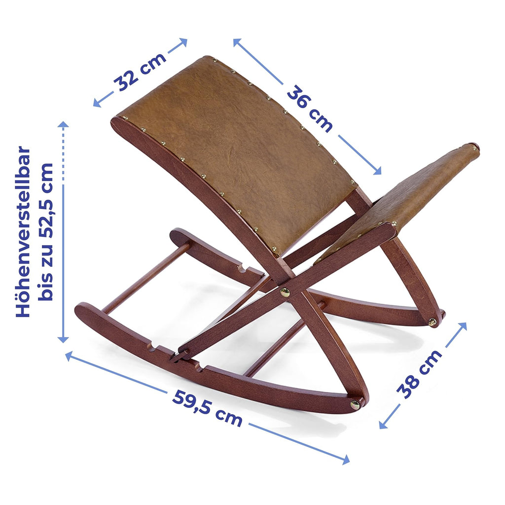Maximex Beinschaukel, verwandelt Stuhl in gemütlichen Fernsehsessel, 3-Fach verstellbar, Massivholz-Gestell mit weichem Kunstleder-Polster, klappbar, 32x36cm