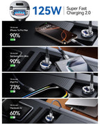 MRGLAS Zigarettenanzünder USB C 125W KFZ Ladegerät [PD65W & QC60W] Schnellladung Mini Ganzmetall USB C Auto Ladegerät 12v Auto Adapter Kompatibel mit iPhone 17 Pro Max Plus Air 16 15,Samsung S25 Ultra