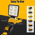 T-SUN Akku Lampe Für Dewalt 18V, 48W 5200LM LED Arbeitsleuchte Akku, Tragbare Baustrahler mit 2 Modi Helligkeit, Multifunktionales Flutlicht Strahler für Autoreparatur, Heimbeleuchtung, Camping