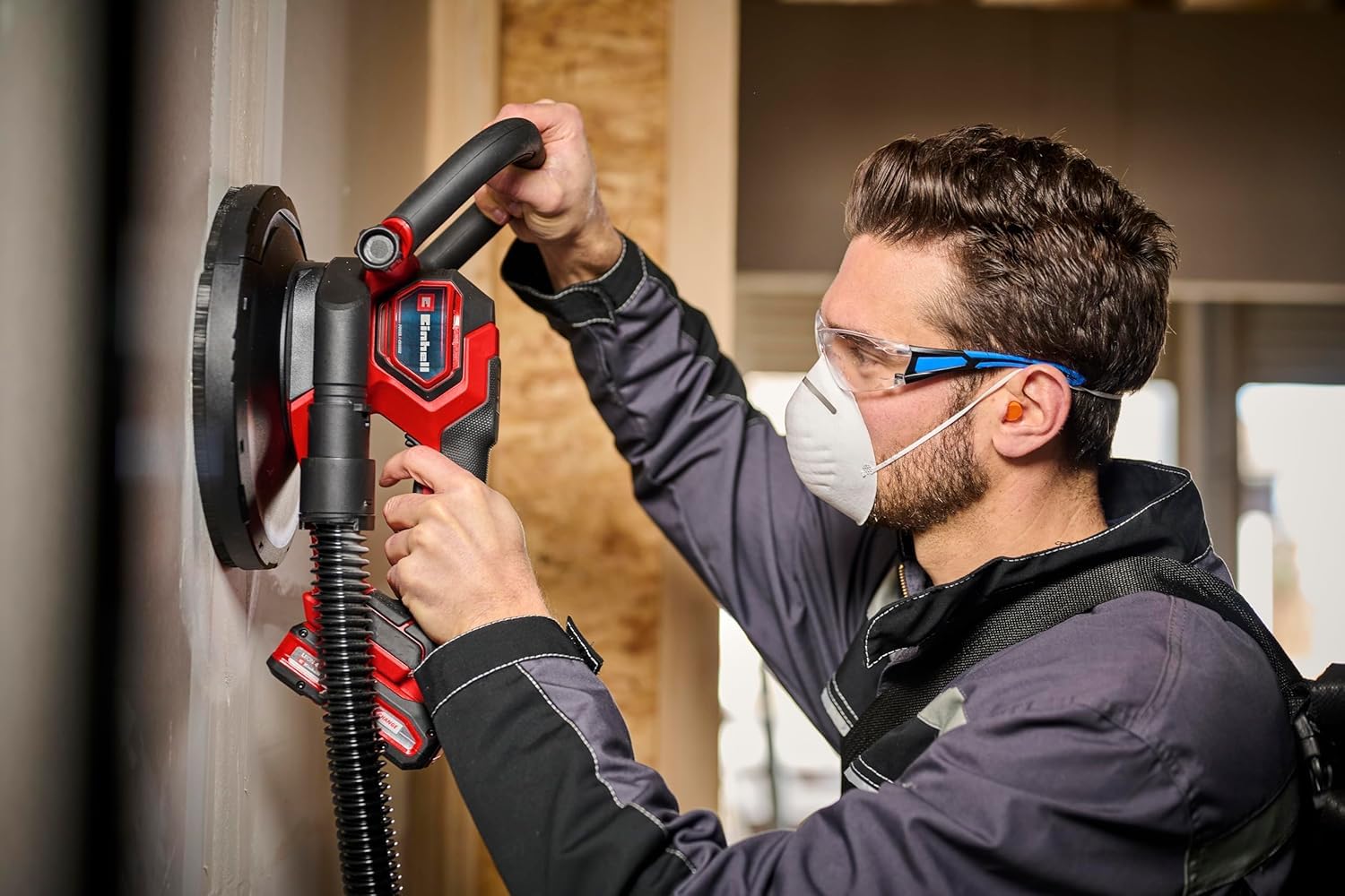 Einhell Professional Akku-Trockenbauschleifer TP-DWS 18/225 Li BL Solo Power X-Change (18 V, Brushless, inkl. 6 x Ø 225 mm Schleifpapier & 1 x Gitterleinen, ohne Akku und Ladegerät)