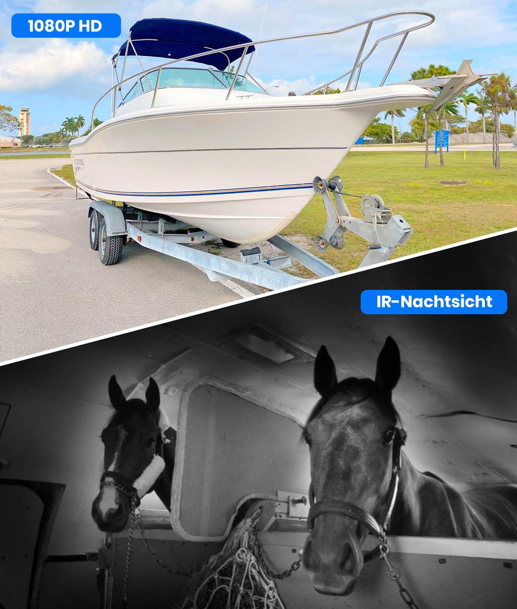 AUTO-VOX Magnetische Kabellos Rückfahrkamera, Weitwinkel Einparkhilfe mit 5" Monitor, 1080P IR Nachtsicht IP69K wasserdichte Rückfahrkameras für Wohnmobil Wohnwagen Anhänger(S4B)