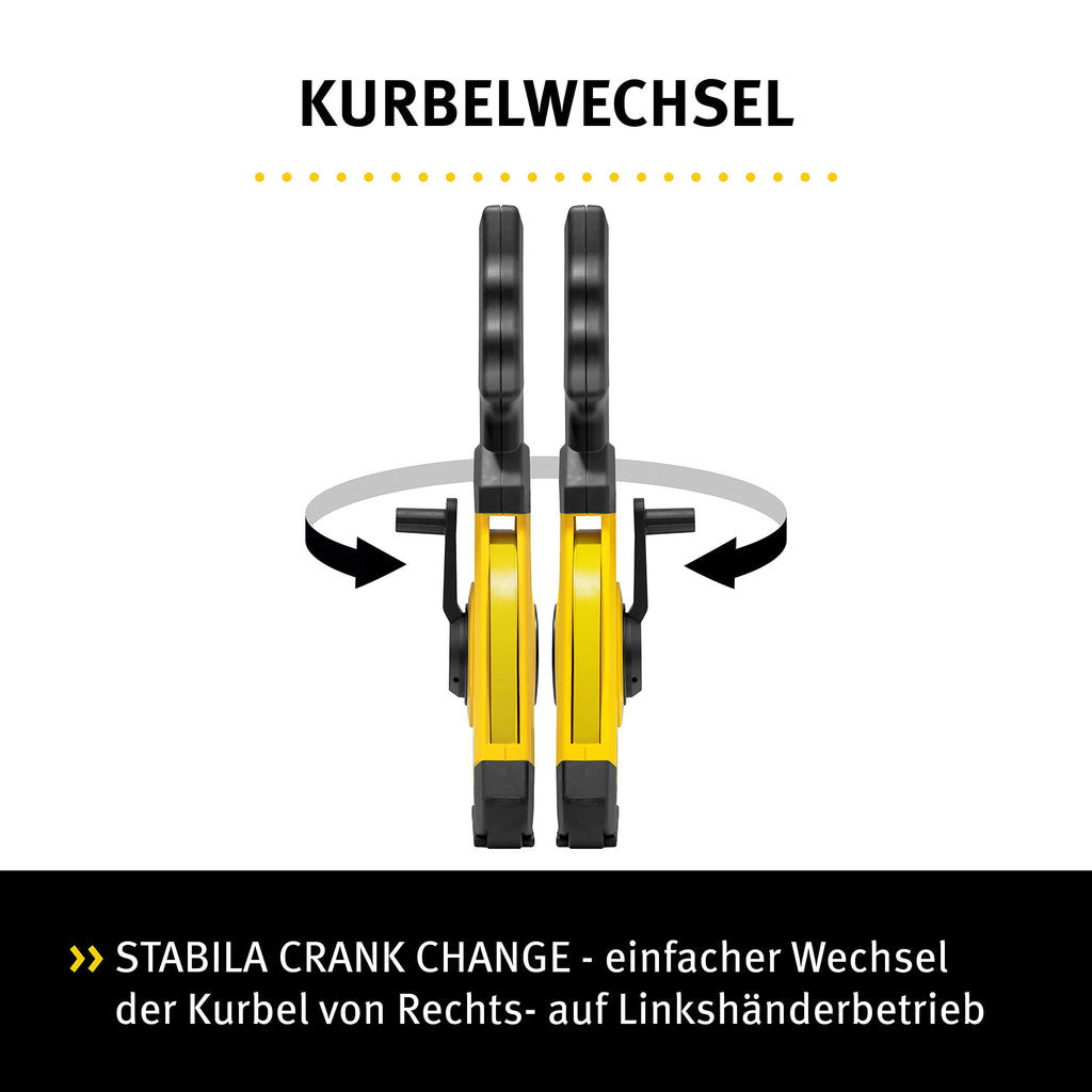 Stabila Rahmenbandmaß LBM 1000 STEEL, 50 m, Stahl-Messband mit metrischer Skala und NYLON-WRAP-Ummantelung, Universalhaken, bruchsicherer Rahmen, MID-Genauigkeit, LBM 1000, 50 m, Schwarz/Gelb