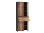 FORTE Clif Büroschrank mit 4 Türen und 2 Schubladen, Holzwerkstoff, Old Wood Vintage / Betonoptik Dunkelgrau, (BxHxT): 86,7 x 220,7 x 41,6 cm