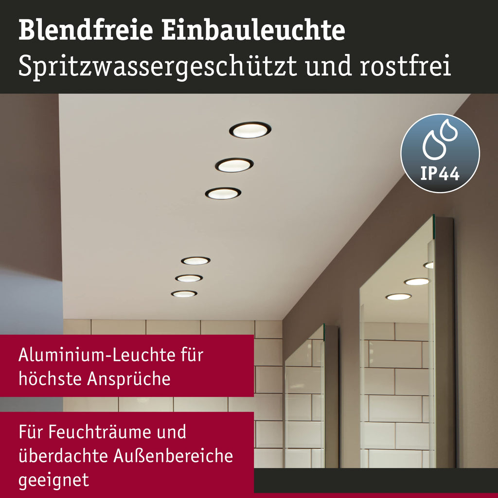 Paulmann 93404 LED Einbauleuchte Cole rund incl 3x6W dimmbar Einbaustrahler Schwarz, Gold matt Einbaulampe Kunststoff, Alu Zink Deckenspot 2700K