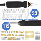 100W 165 teilig Brandmalstation, Brandmalerei und Lötkolben Satz, 5X Lötspitzen & 2X Stift, Holzbrenner Brennkolben Brandmalgeräte, Lötstation Lötset für Holz, Leder und Kork, Temperatur max. 750°C