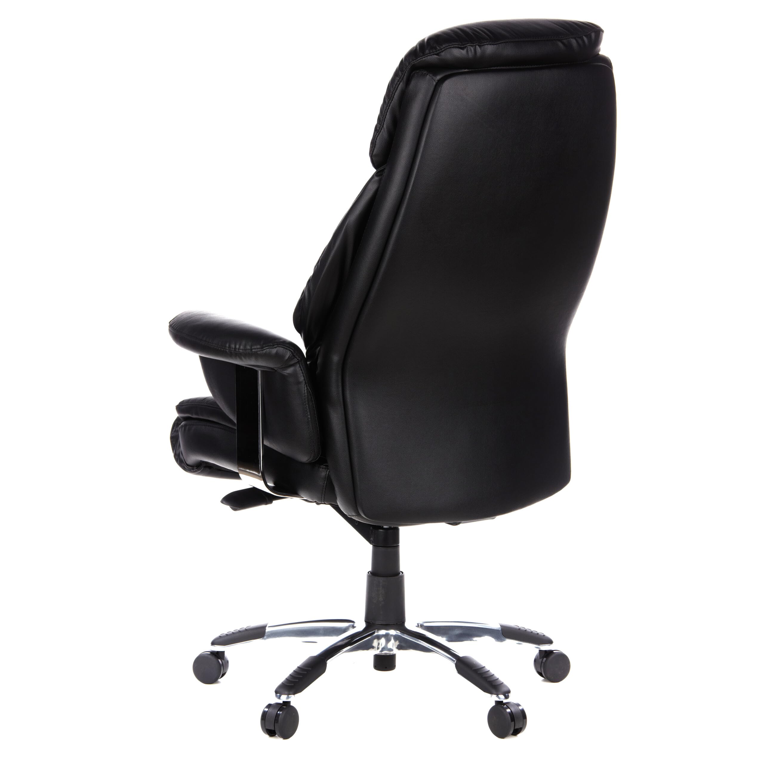 hjh OFFICE 608200 XXL Chefsessel Prado Leder Schwarz Bequemer Bürosessel mit Dicker Polsterung, hohe Rückenlehne